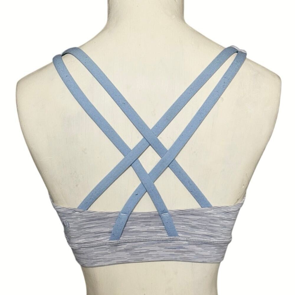 Lululemon Energy Bra *Medium Support, B–D Cups Size 4 Gray/Blue Linen W2581S